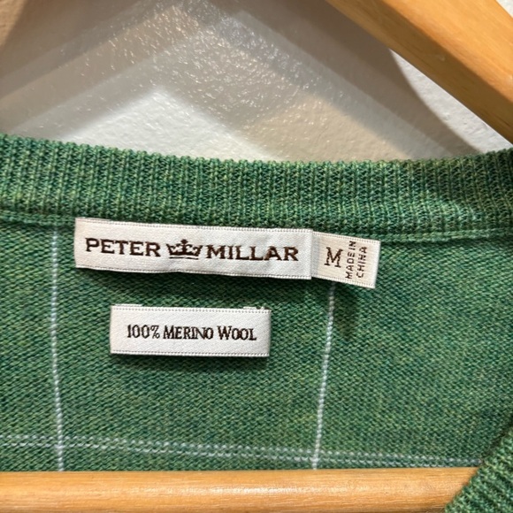 Peter Millar 100% Merino Italian Wool V-Neck Sweater Men’s Size Medium - Picture 11 of 14
